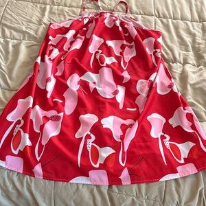 Red and Pink Floral Dress